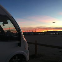 Bertie enjoys the sunset at the Saint-Chamas aire