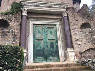 Original bronze door on the Roman Forum site