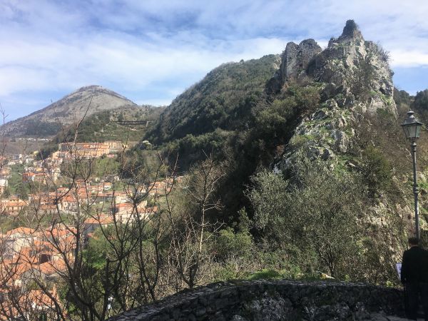 The castle and mountains beyond