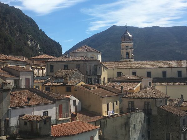 Looking across the rooftops of Lauria - notice the pretty onion dome on the church of San Giacomo