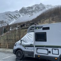 Snow line on the trees above Valtournenche